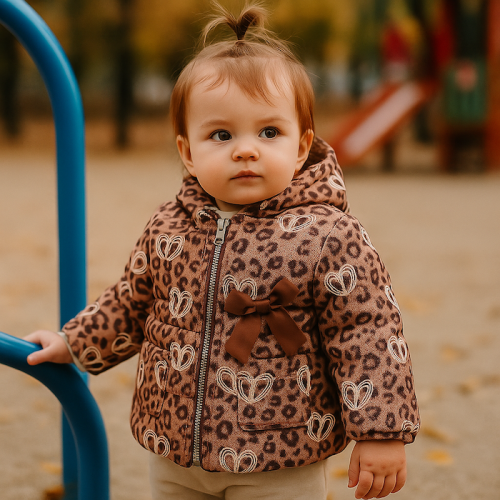 Βρεφικό Μπουφάν jacket brown hearts